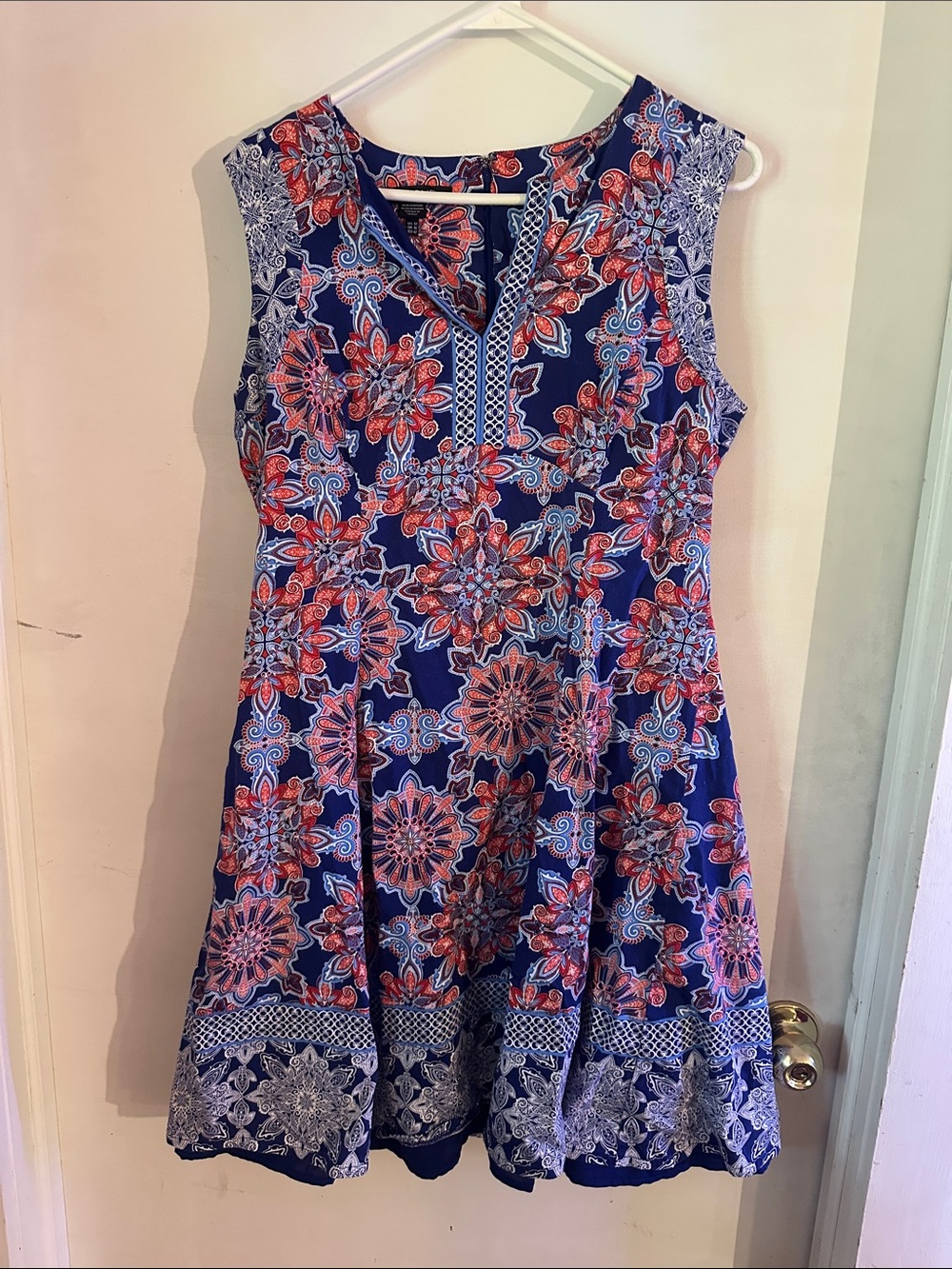 Adorne Cornelia Floral Mini Dress Blue & Red US 12 Like New